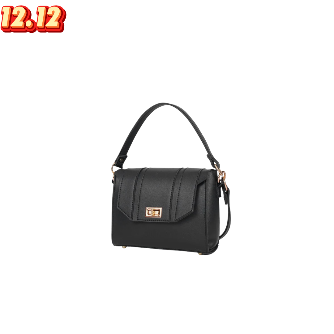 Black Compact Top Handle Hand Bag