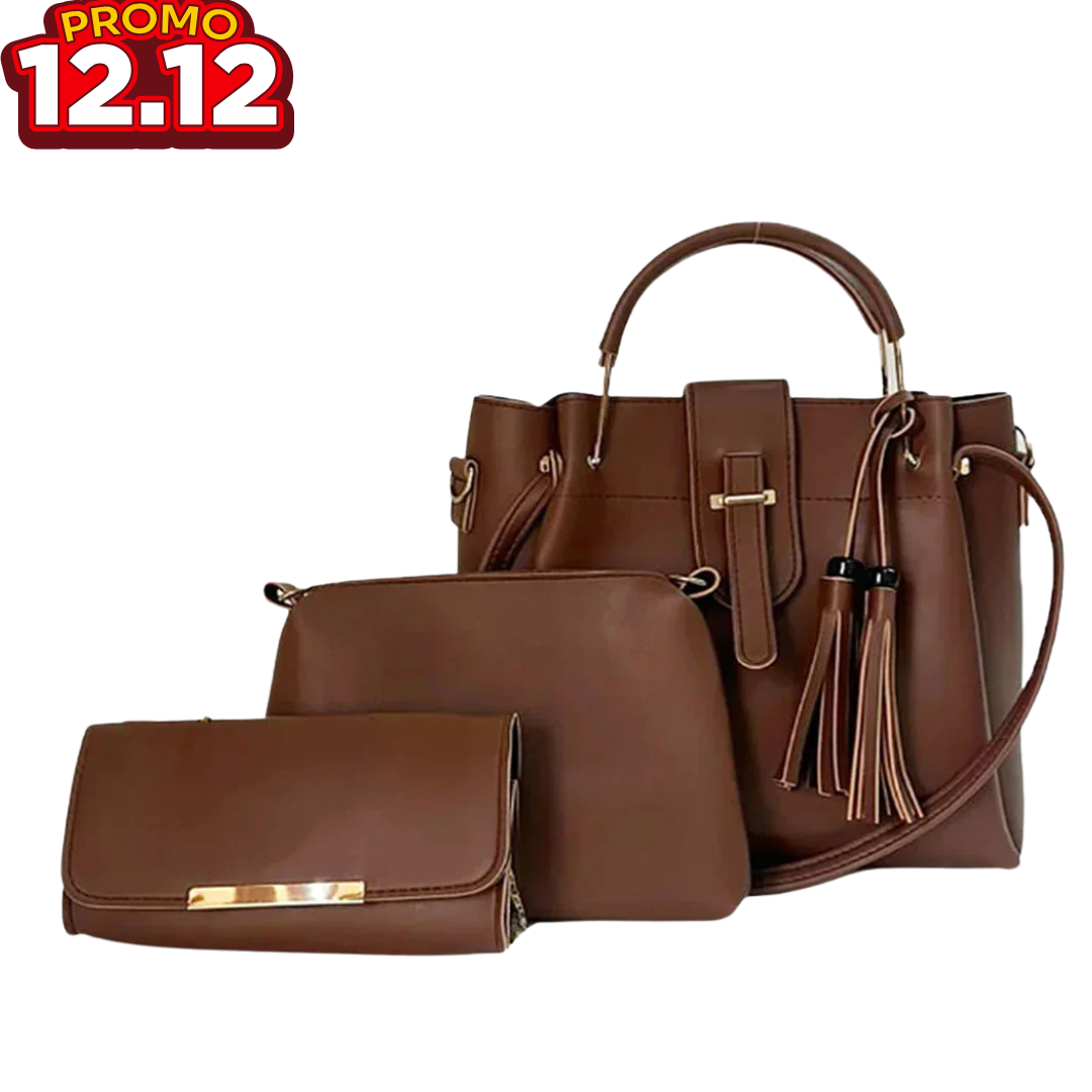 Queen Dark Brown 3PCS Bag Set