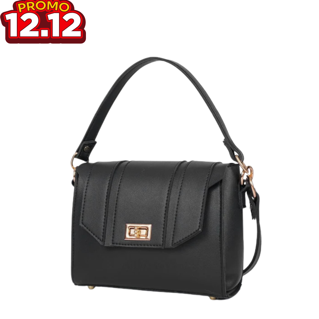 Black Compact Top Handle Hand Bag