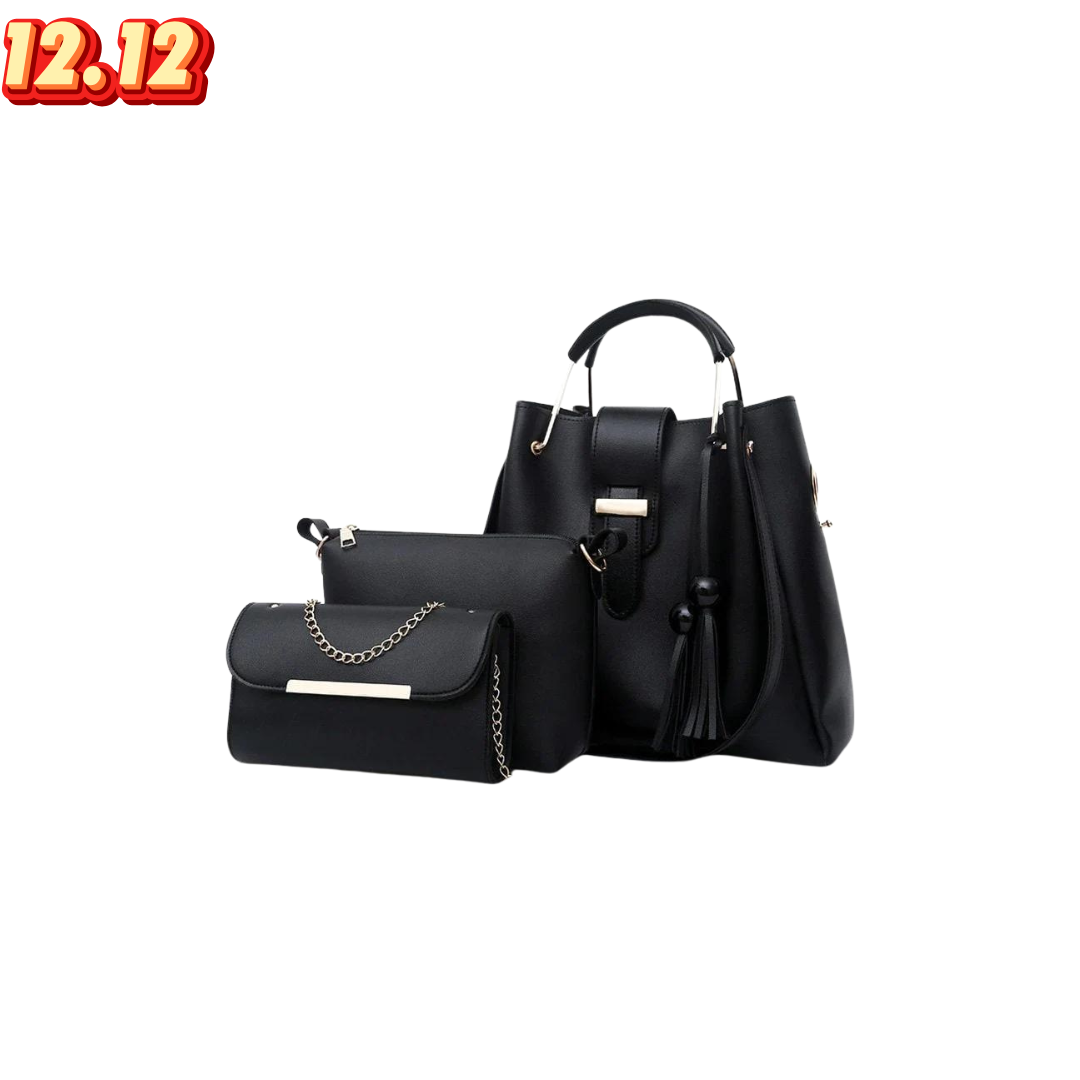 3 pcs Queen Black Handbag