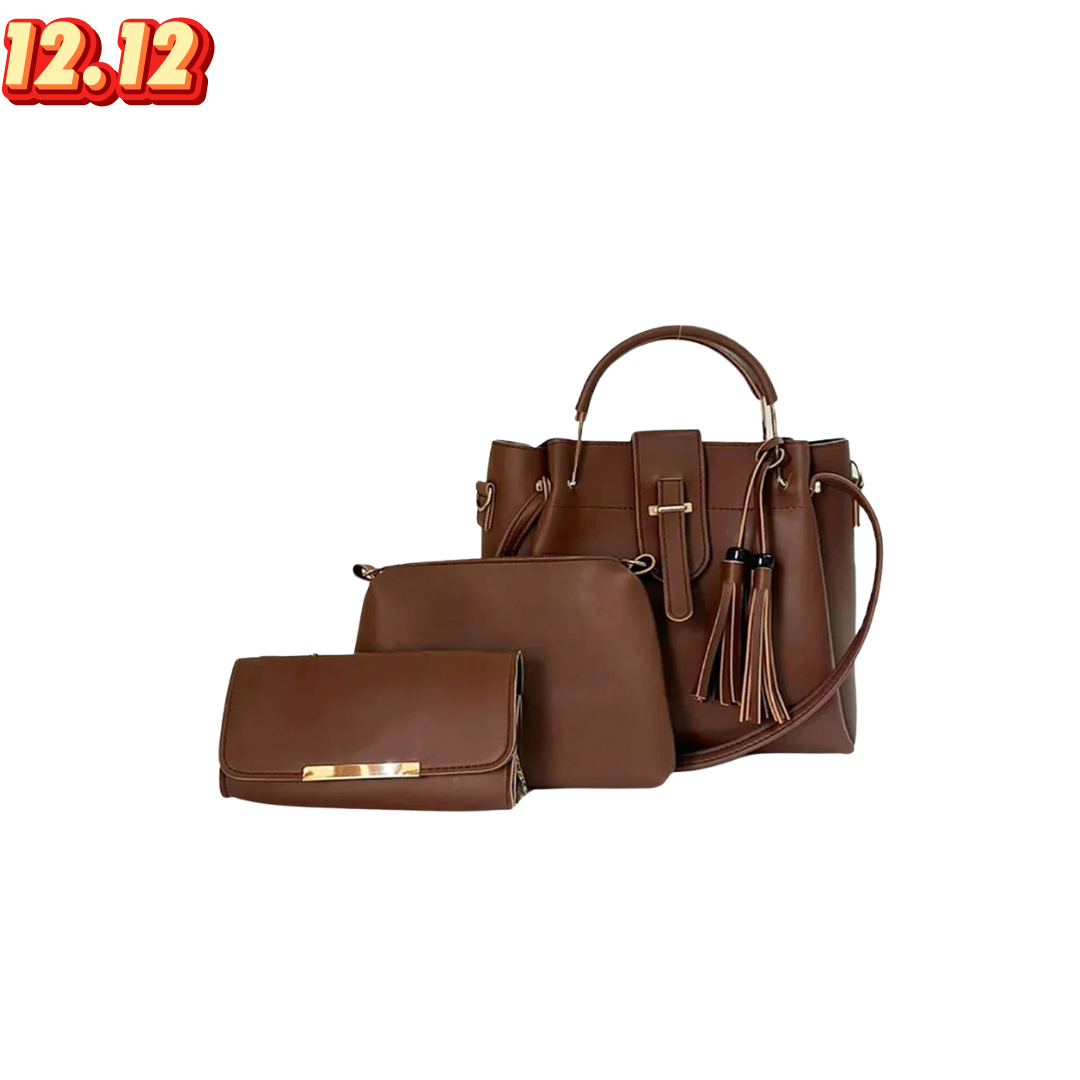 Queen Dark Brown 3PCS Bag Set