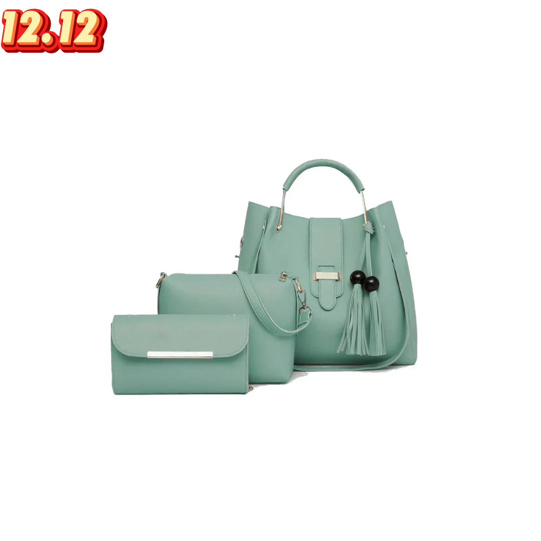 Queen AQua Brown 3PCS Bag Set