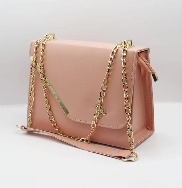 Pink Shoulder Bag ( Golden Chain )