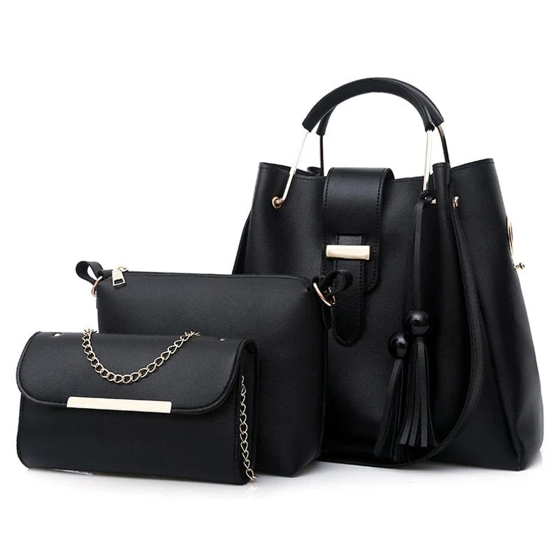 3 pcs Queen Black Handbag